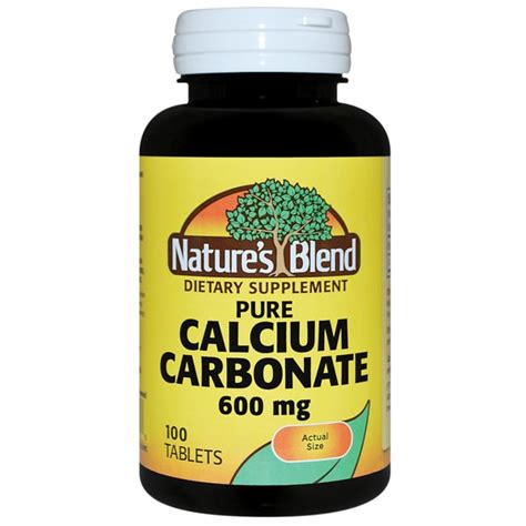 Natures Blend Pure Calcium Carbonate 600 Mg 100 Tabs Swanson Health
