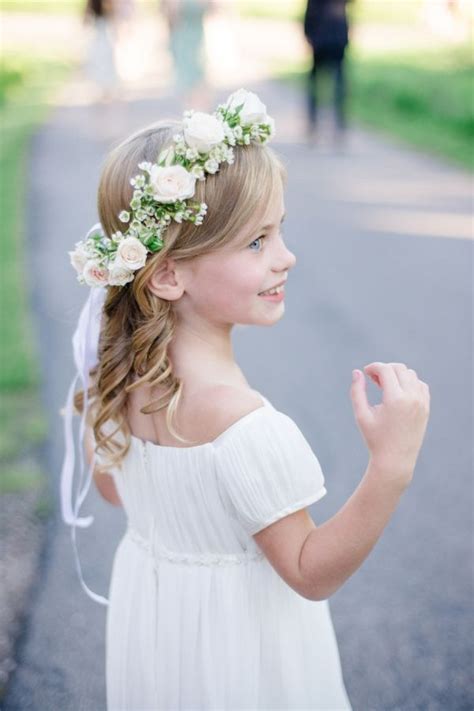 Romantic Mountain Wedding Flower Girl Hairstyles Flower Girl Crown