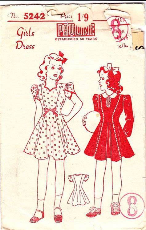 Rare 1940s Vintage Pattern Girls Princess By Allthepreciousthings 22