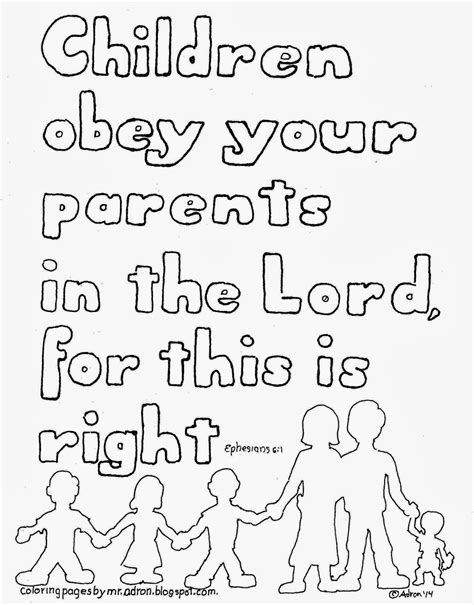 Coloring Pages For Kids By Mr Adron Children Obey Your Parents Free