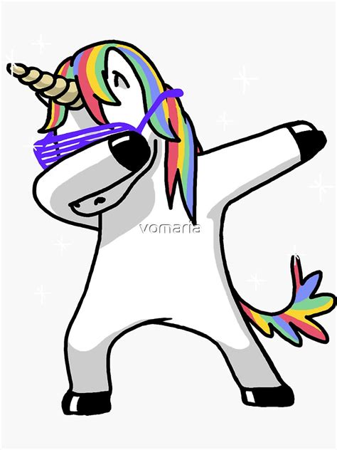 Dabbing Unicorn Shirt Dab Hip Hop Funny Magic Sticker By Vomaria