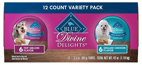 Although this is not a pet food variation, we thought of adding this to our comprehensive heart to tail canine food review as many owners swear by its effectiveness in boosting their dog's oral health. Blue Buffalo Divine Delights Pate Variety Pack Top Sirloin ...