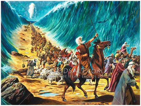Moses Leading The Israelites Through The Parted Red Sea Moses Is