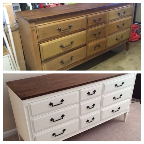 Before After Vintage Dresser Using Annie Sloan Chalk Paint On Lower And