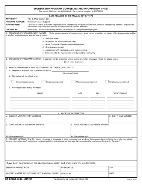 Da Form 5434 Fill Out And Sign Printable Pdf Template Signnow
