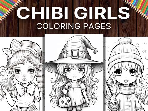 50 Chibi Girls Coloring Pages For Adults And Kids Creepy Kawaii Etsy