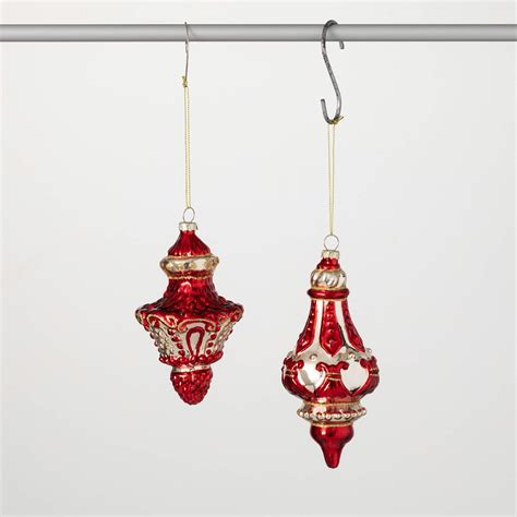 Wholesale Finial Ornament Ornaments Red Gold Glass Sullivans