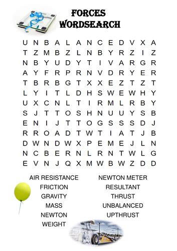 Physics Word Search Forces Includes Solution Teaching Resources