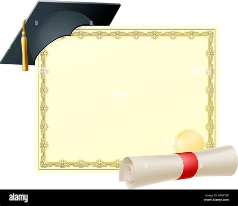 Certificate With Copy Space And Scroll Diploma And Mortar Board