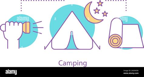 Camping noche concepto icono Recreación al Aire Libre idea de línea