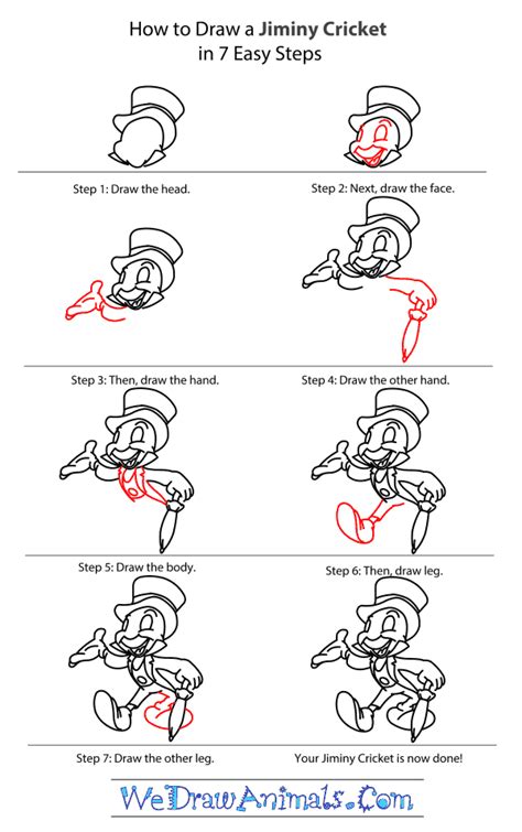 How To Draw Jiminy Cricket Easy Disney Drawings Disney Drawing