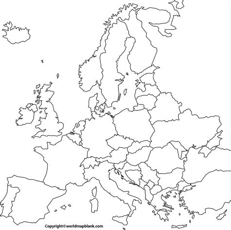 Printable Blank Map Of Europe Outline Transparent Png Map