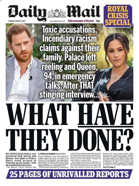 daily mail front page 9th of march 2021 tomorrow s papers today