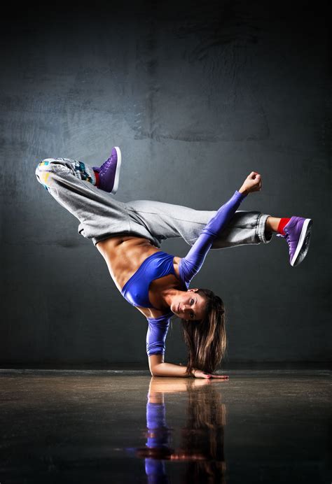 Young Woman Dancer On Wall Background Dance Poses Break Dance Hip