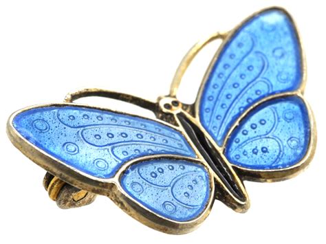 Norwegian Silver Gilt And Blue And Black Enamel Butterfly Brooch By Aksel
