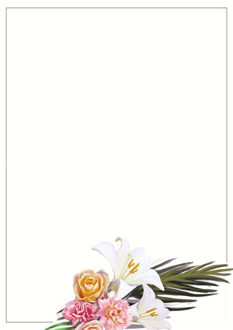 Floral Line Frame With Modern Looking Light Colors Page Border