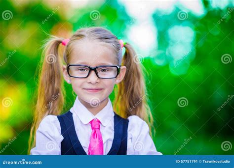 Portrait Of Adorable Little School Girl In Glasses Stock Image Image