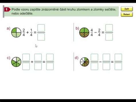 Společně si sečteme 5/6+1/4 a pomůžeme si modelem na znázorňování zlomků. Sčítání a odčítání zlomků (se stejným jmenovatelem), Mat ...