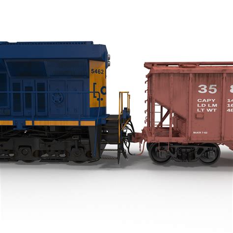 Train Es40dc Csx Blue And Covered Hopper Car 3d Model 179 Ma Obj