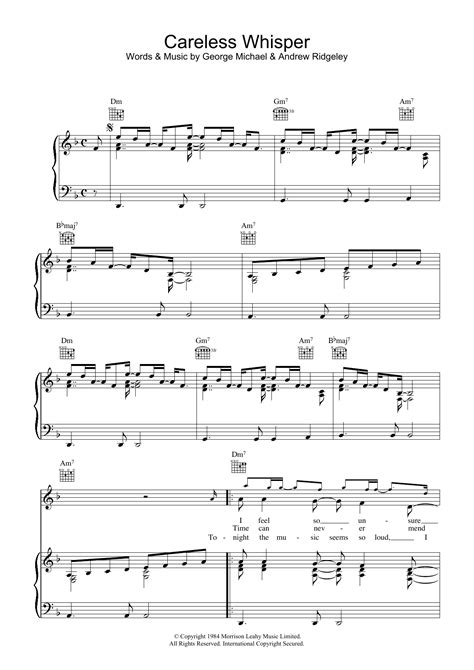 Careless Whisper Sheet Music By George Michael For Piano Keyboard And