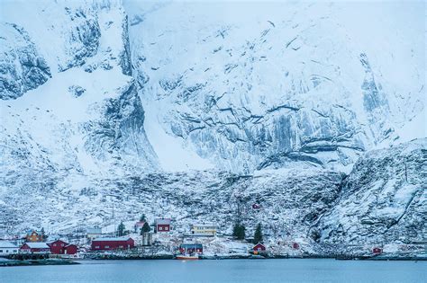 Snow Covered Mountain Face Reine Lofoten Norway Digital Art By Pete