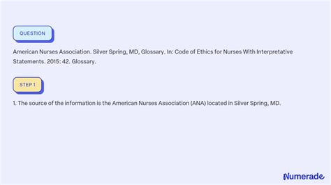 Solvedamerican Nurses Association Silver Spring Md Glossary In