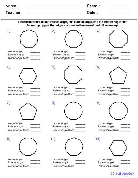 Geometry Worksheets | Quadrilaterals and Polygons Worksheets | Geometry