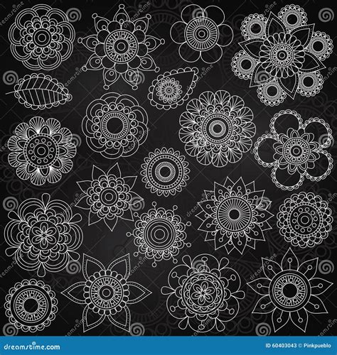 Vector Collection Of Chalkboard Style Flowers Stock Vector