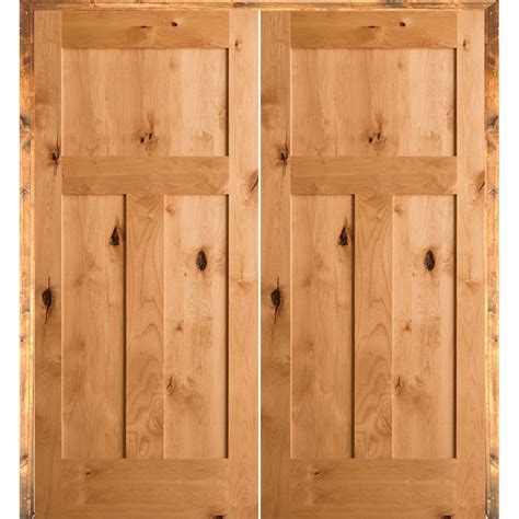 Krosswood Doors 60 In X 80 In Rustic Knotty Alder 3 Panel Both Active