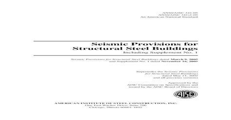 Seismic Provisions For Structural Steel Buildings Dresir Provisions