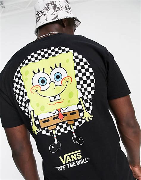 Vans X Spongebob Spotlight Pocket Back Print T Shirt In Black Asos