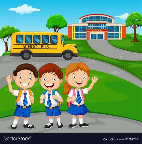Happy Cartoon School Children Vector Image On Vectorstock Artofit