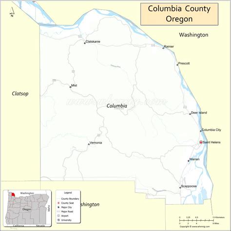 Map Of Columbia County Oregon Where Is Located Cities Population