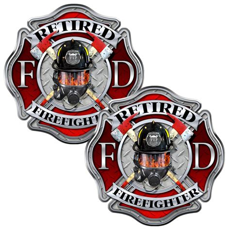 Retired Firefighter Mask Maltese Cross 2 Pack Stickers Fs2031 Az
