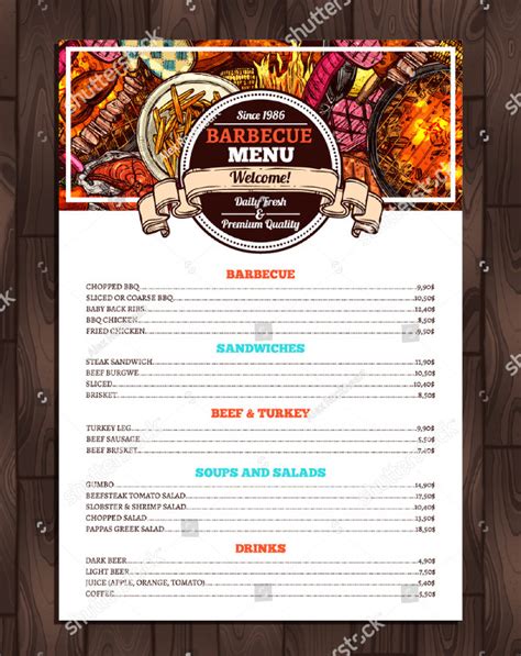 22 Printable Bbq Menu Templates Free And Premium Download