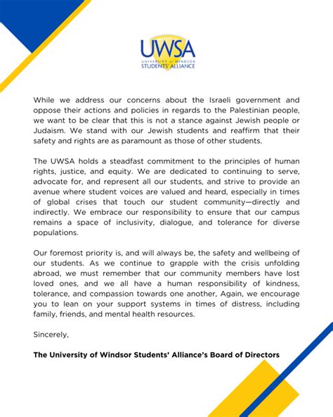 Uwsas Official Statement Released On October 18 2023 Uwsa