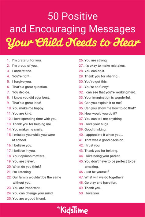 50 Positive And Encouraging Messages Your Child Needs To Hear Message
