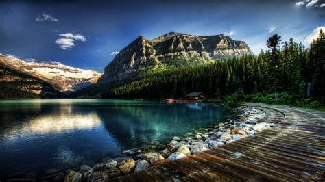 Download Fantastic Lake Louise In Alberta Canada Hdr Wallpaper Hd By