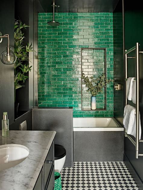 Emerald Green Tiles Ideas And Photos Green Tile Bathroom Bold Bathroom