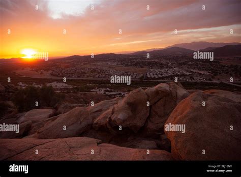 Summit Sunset View Of Mount Rubidoux And Jurupa Valley In Riverside