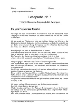 Neue lesetexte für die 1. Lesetexte Zum Ausdrucken Klasse 7 / Lesen Und Verstehen ...