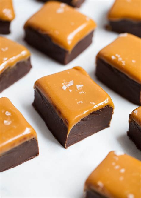 There Are Many Pieces Of Chocolate With Caramel Icing