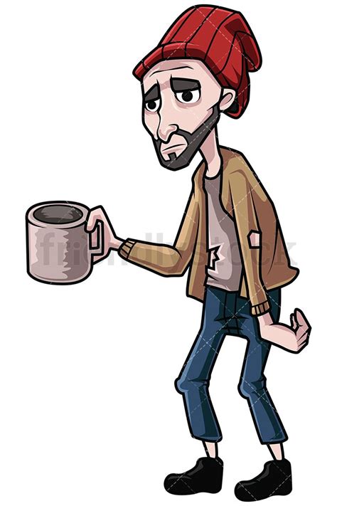 Animated Homeless Person Cartoon Homeless Person Vector Illustration