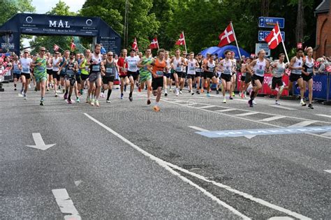 Bestseller Aarhus City Half Marathon People Running Shortly After The