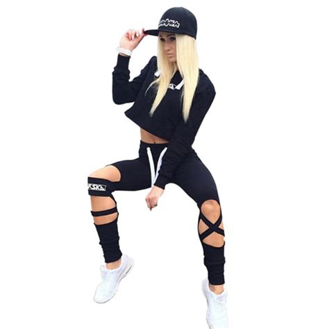Womens Two Piece Set Tracksuit For Women Sexy Top And Pants Hollow Out