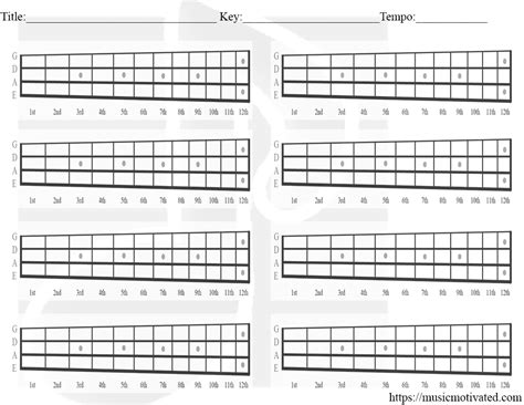 Electric Bass Guitar Chord Practice Chart Guide Chart