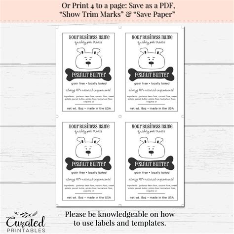 Dog Treat Label Editable Label Diy Dog Label Diy Ingredient Etsy Uk