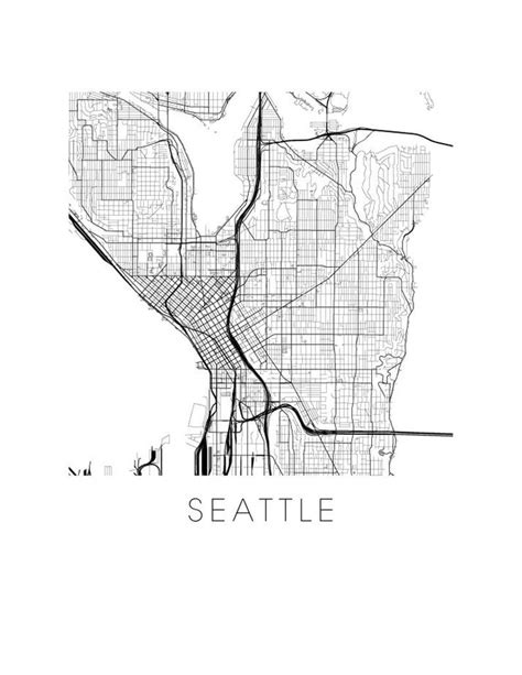 Seattle Map Print Etsy Seattle Map Map Print Map