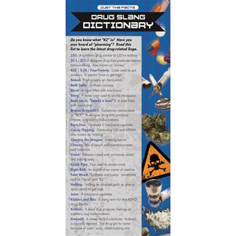 Just The Facts Drug Slang Dictionary Rack Cards Sold In Sets Of NIMCO Inc