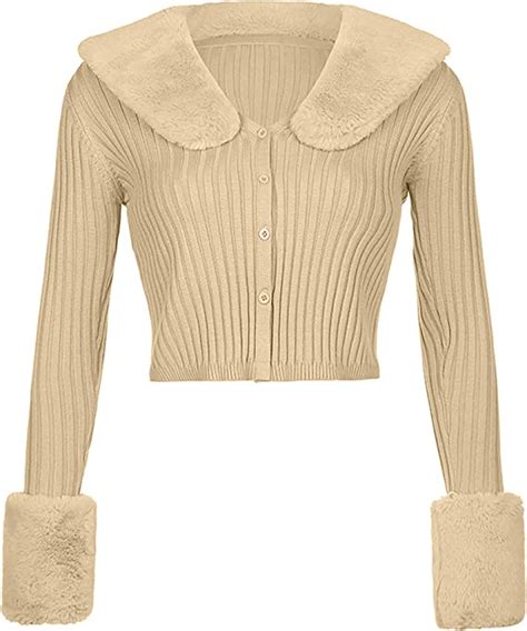 Wuloopesoy Womens Long Sleeve Knit Cardigan V Neck Top Button Jacket